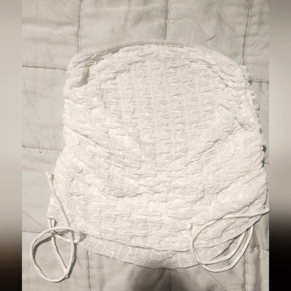 Size Small White Ruched Skirt For Swimwear